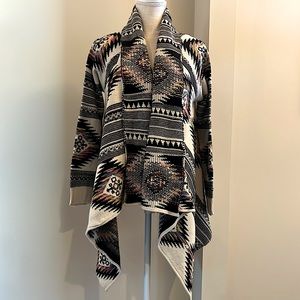 Aztec print open cardigan